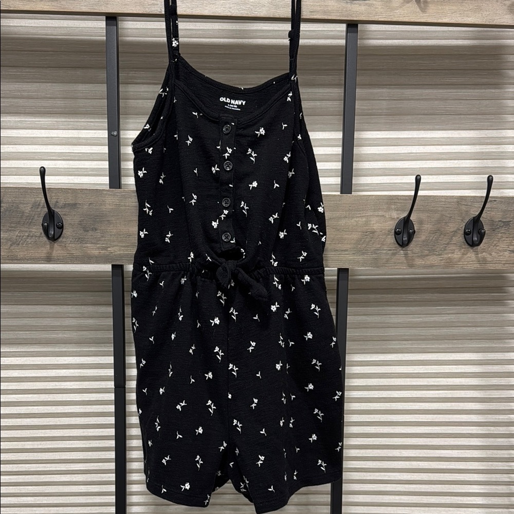 Girls Black Shorts with White Floral Pattern